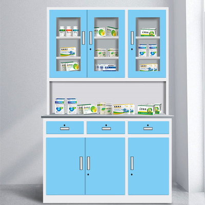 Apoio personalizado laminado da pulverização eletrostática de armário de exposição H1800*W1200*D500mm da medicina do aço